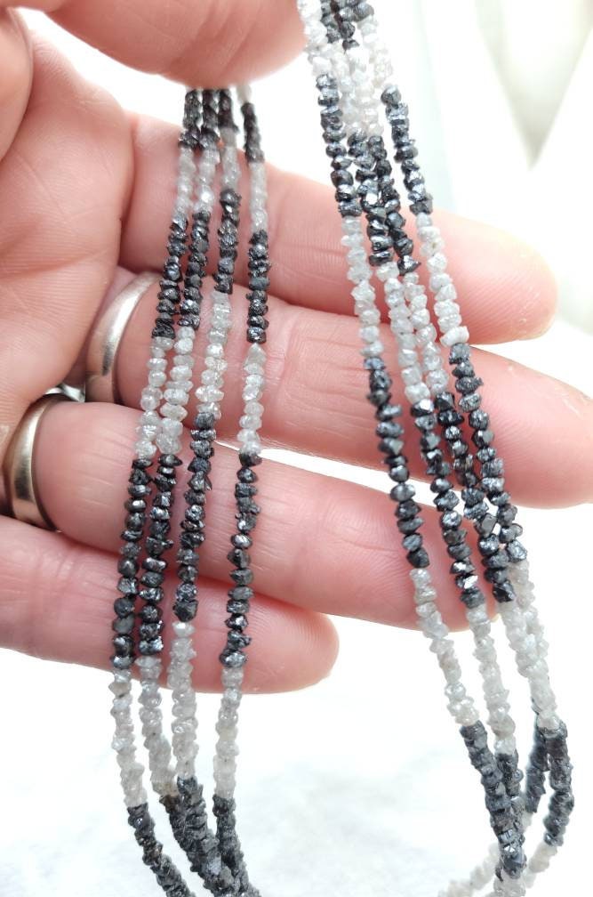 Authentic Uncut Diamond AAA / Raw Natural / Raw Diamond Jewelry Supplies / 2mm-3mm / Diamonds Gray Blue Black / Full Strand or 10 Diamonds.