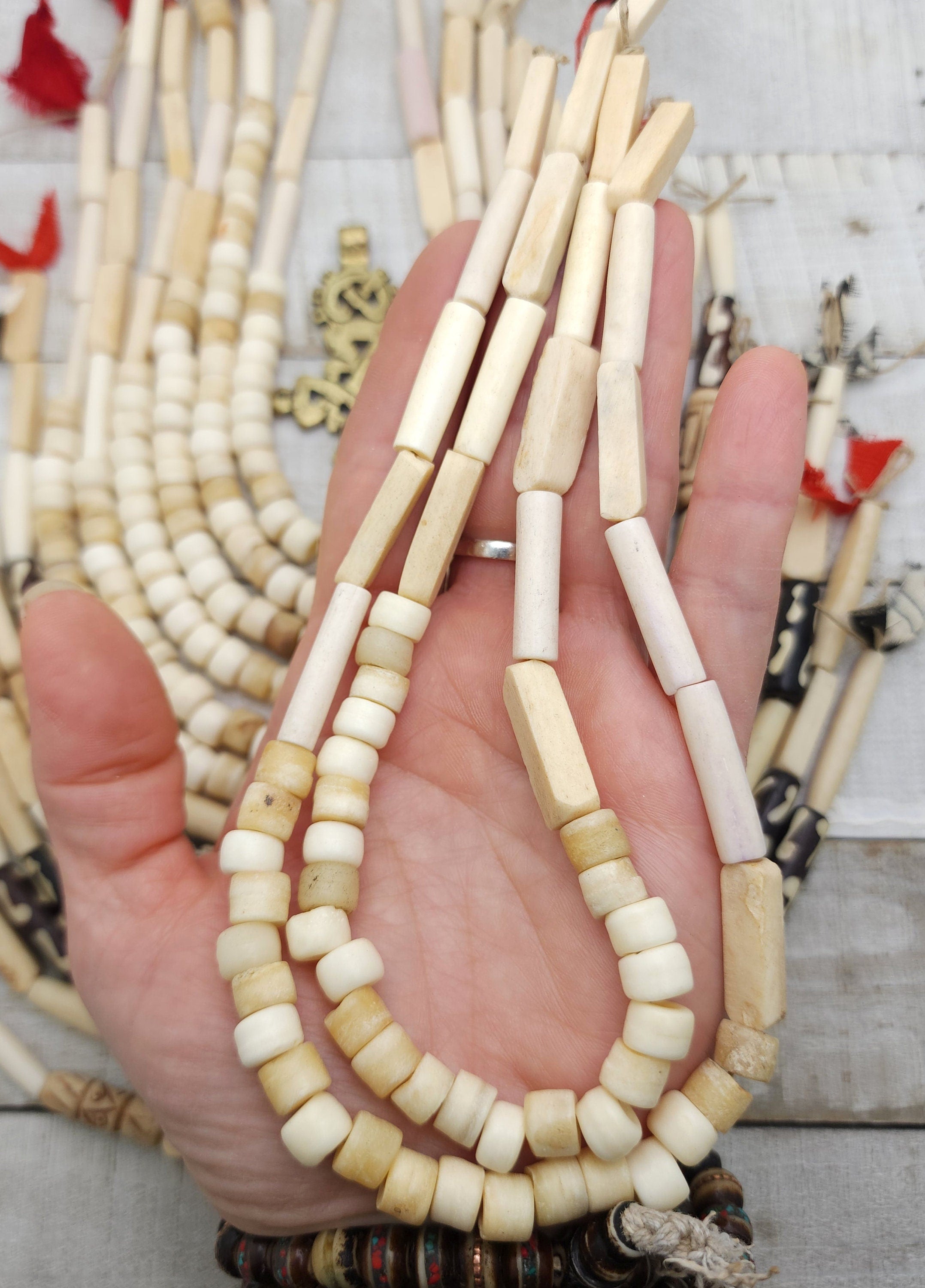 Variety Of Genuine Bone Beads Without Animal Suffering, Option To Choose, Jewelry Supplies, Hand Carbed Bone Beads, Tribal, Ethnic, Organic.