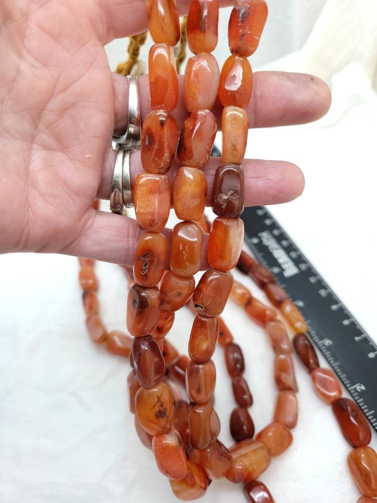 Old Carnelian Necklace / Vintage African Carnelian / Vintage Carnelian Beads / Necklace 11-13 Inches / Jewelry Supplies.