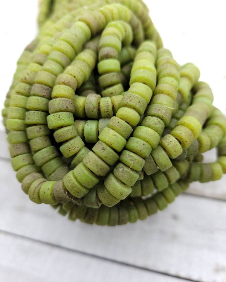 Glass Beads With Antique Rustic Handmade Artisan Thailand / 8mm 10"Long Strand, Indonesia, Indonesia, Tribal, Ethnic,  Jewelry Supplies.