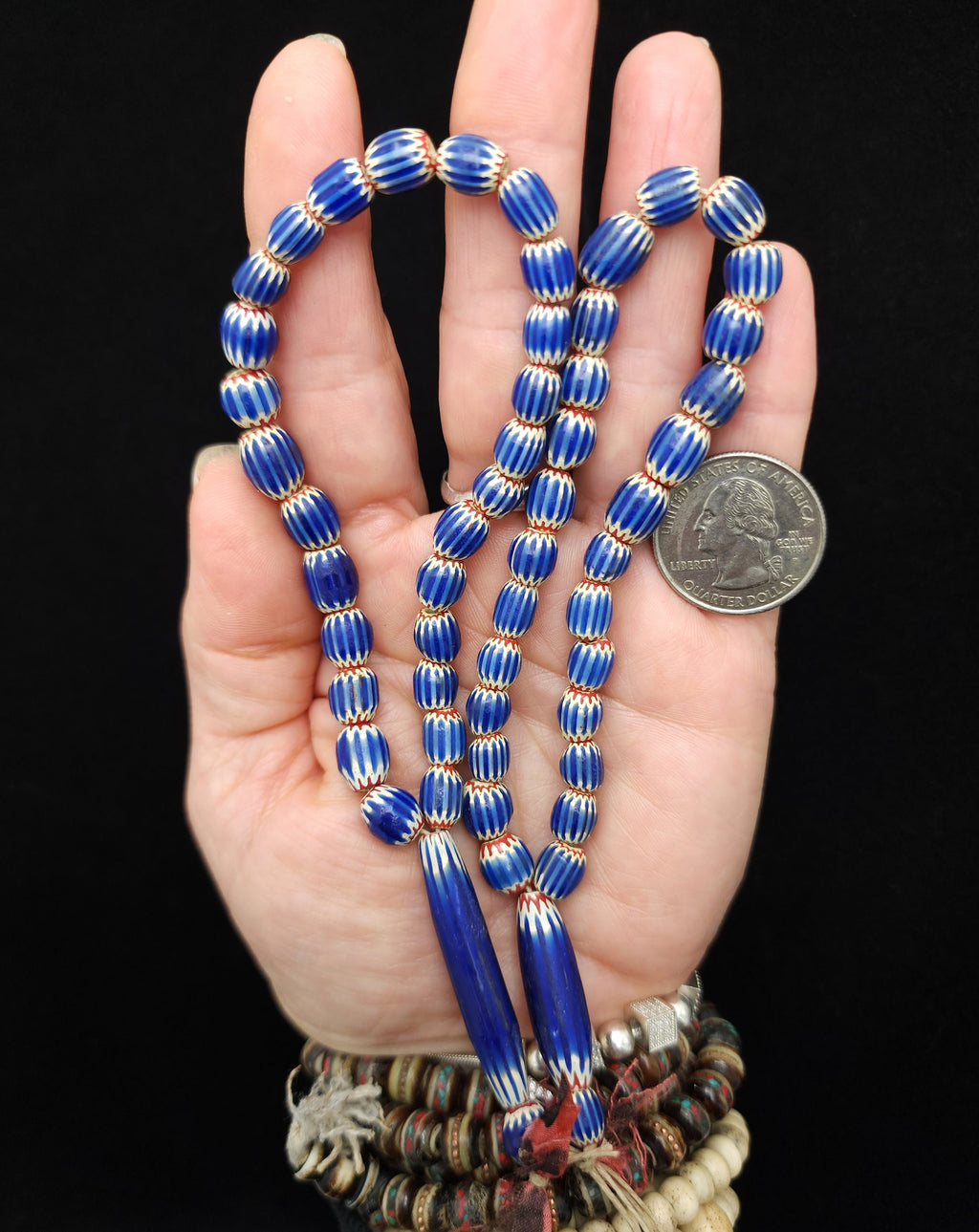 Cuentas Chevron multicapa de Java Indonesia /7-10 mm x 7-8 mm Strand 8"+ Pulgadas 24-29 Cuentas / Vintage / Suministros para hacer joyas.