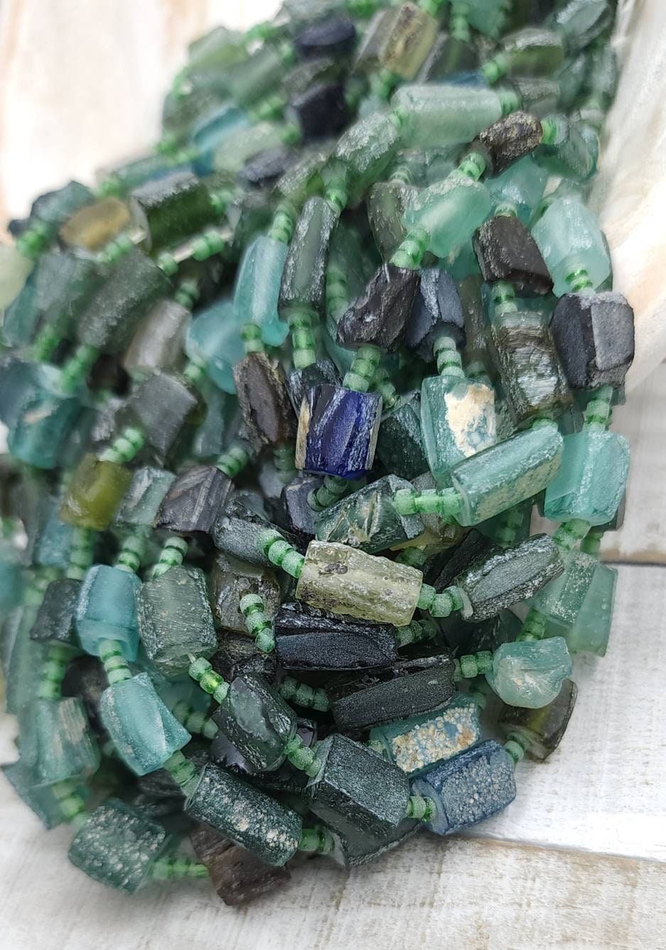 Genuine Ancient Roman Glass, Old Roman Glass, Found Roman Glass Beads Strand 15" 8-15mm+ Wholesale, Jewelry Making Supplies.