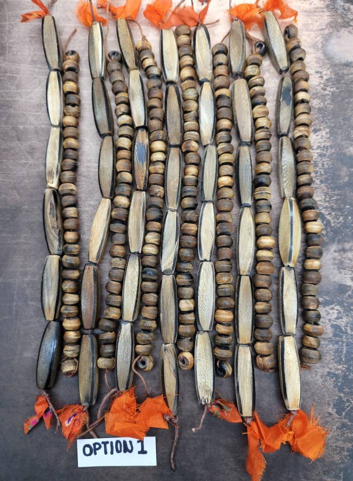 Handmade Horn Bone Beads/Two Strand Lot of Horn Bone Beads / Jewelry Supplies.
