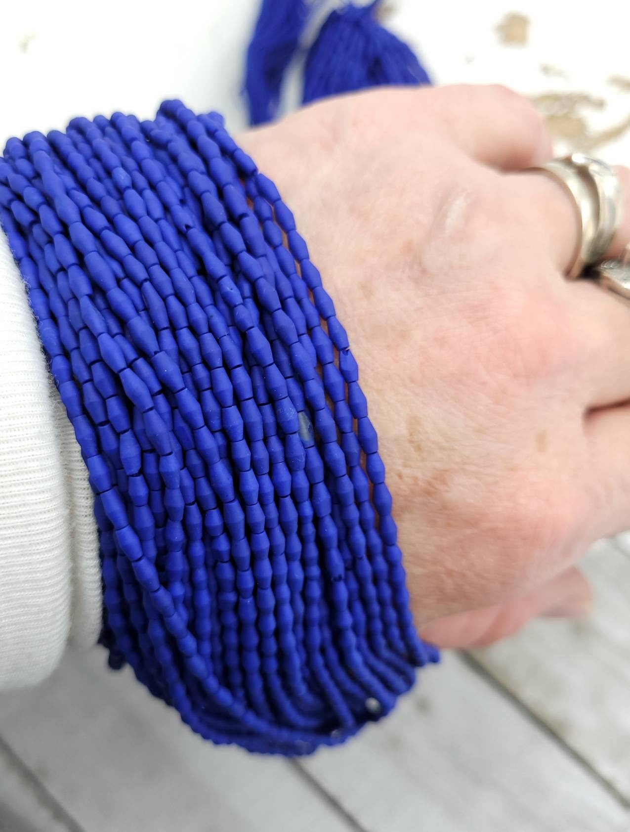Blue Bicone Howlite Beads From Afghanistan 4-5mm x 2mm Strand 13" / Jewelry Making Supplies.