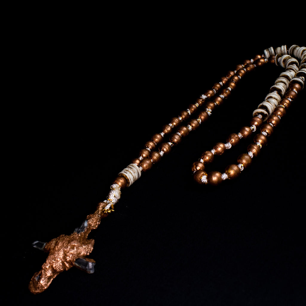 Miracle | Necklace | Copper | Electroformed | Silk | Quartz | Bone