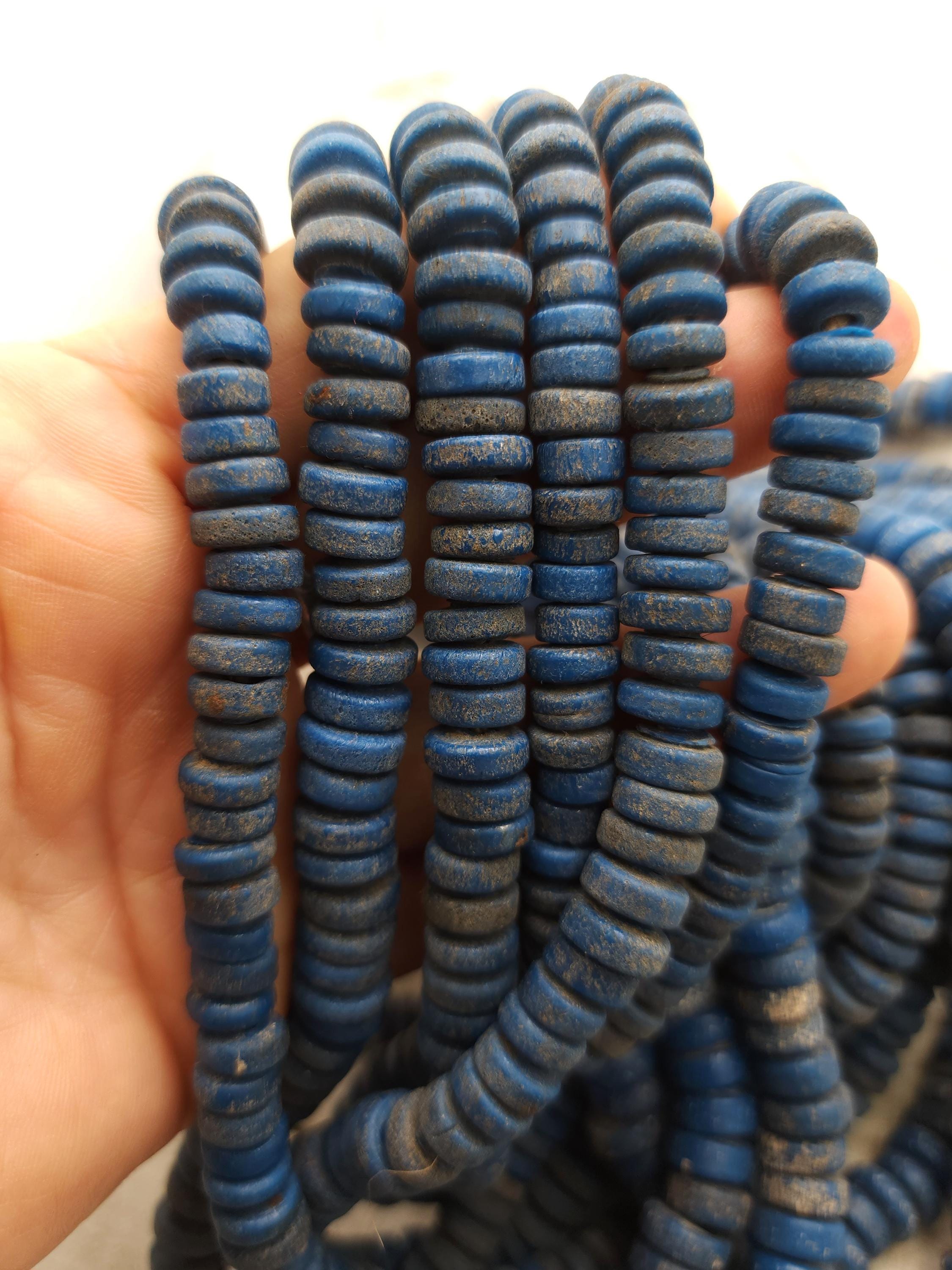 Java Glass Beads With Rustic Accent Option to choose 9-10mm or 10-12mm Strand 10" Long / Indonesian / Thailand / Jewelry Supplies.