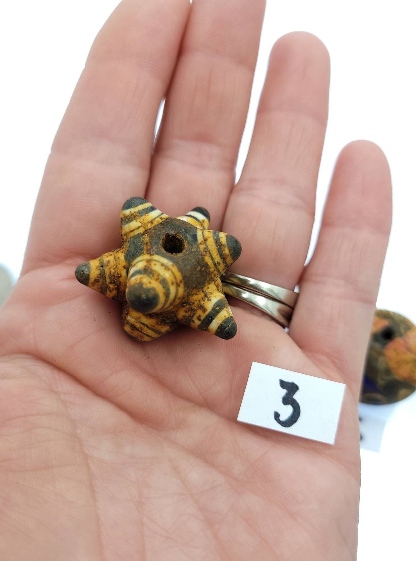 Ancient Indonesian Beads Millefiore From East Java, Jewelry Making Supplies, Hard To Find, Vintage.