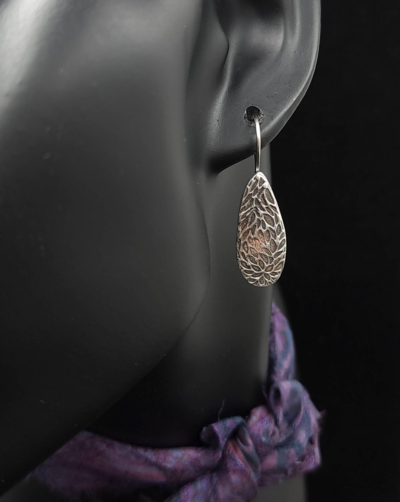 Fine Silver Dangle Earrings / PMC /Gift for Mom / Girlfriend / Wife / Handmade jewelry