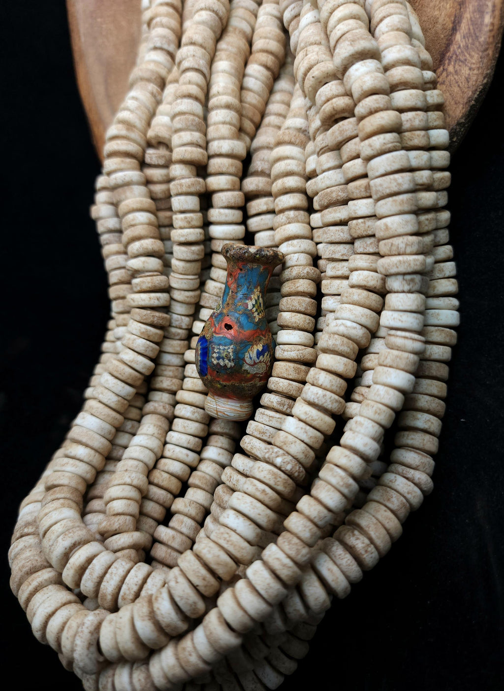 Beige Brown Glass Beads With Strong Old Rustic Accent Raw Texture, Available In 7-8, 9-10mm Or 10-12mm Strand 10", Heishi, Indonesian Beads.