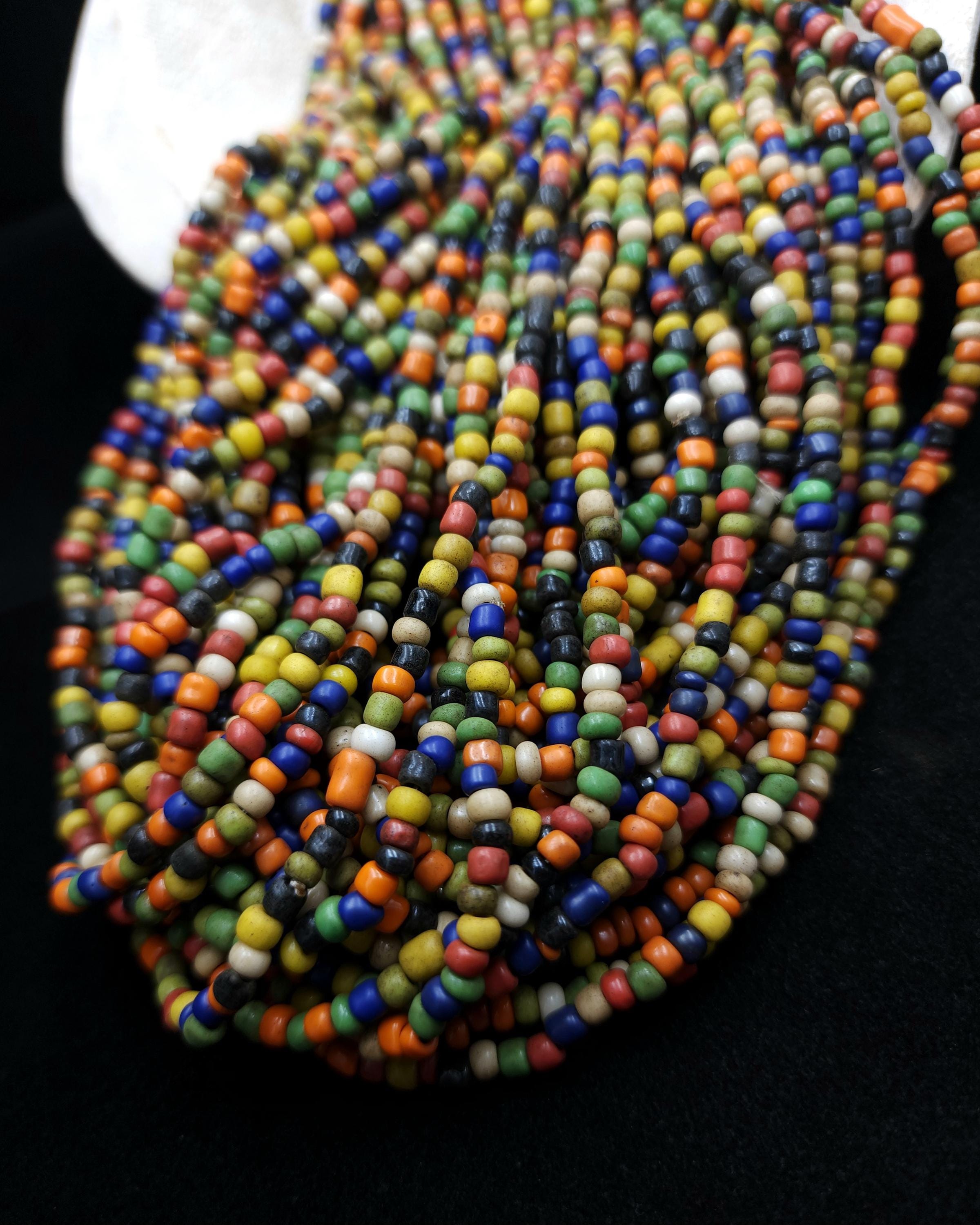 Full Strand Over 40" [More Than 300 Beads] From Java Indonesian, Rustic Opaque Glass Beads 2-4x4mm, Jewelry Making Supplies, Craft.