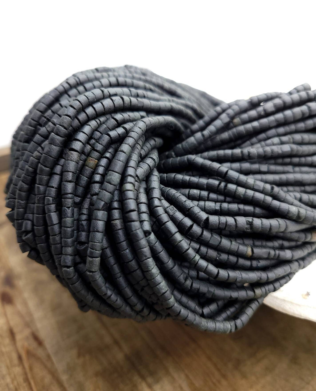Wow Beautiful Black Jade Heishi Tube Beads 3mm Strand 12" / Beads From Afghanistan /Jewelry Supplies.
