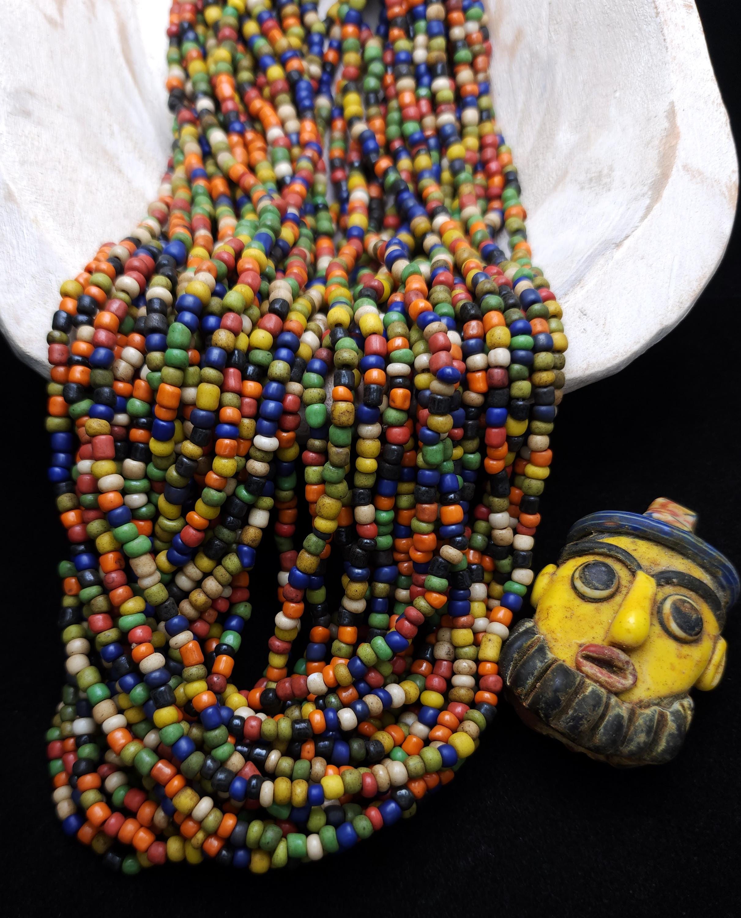Full Strand Over 40" [More Than 300 Beads] From Java Indonesian, Rustic Opaque Glass Beads 2-4x4mm, Jewelry Making Supplies, Craft.