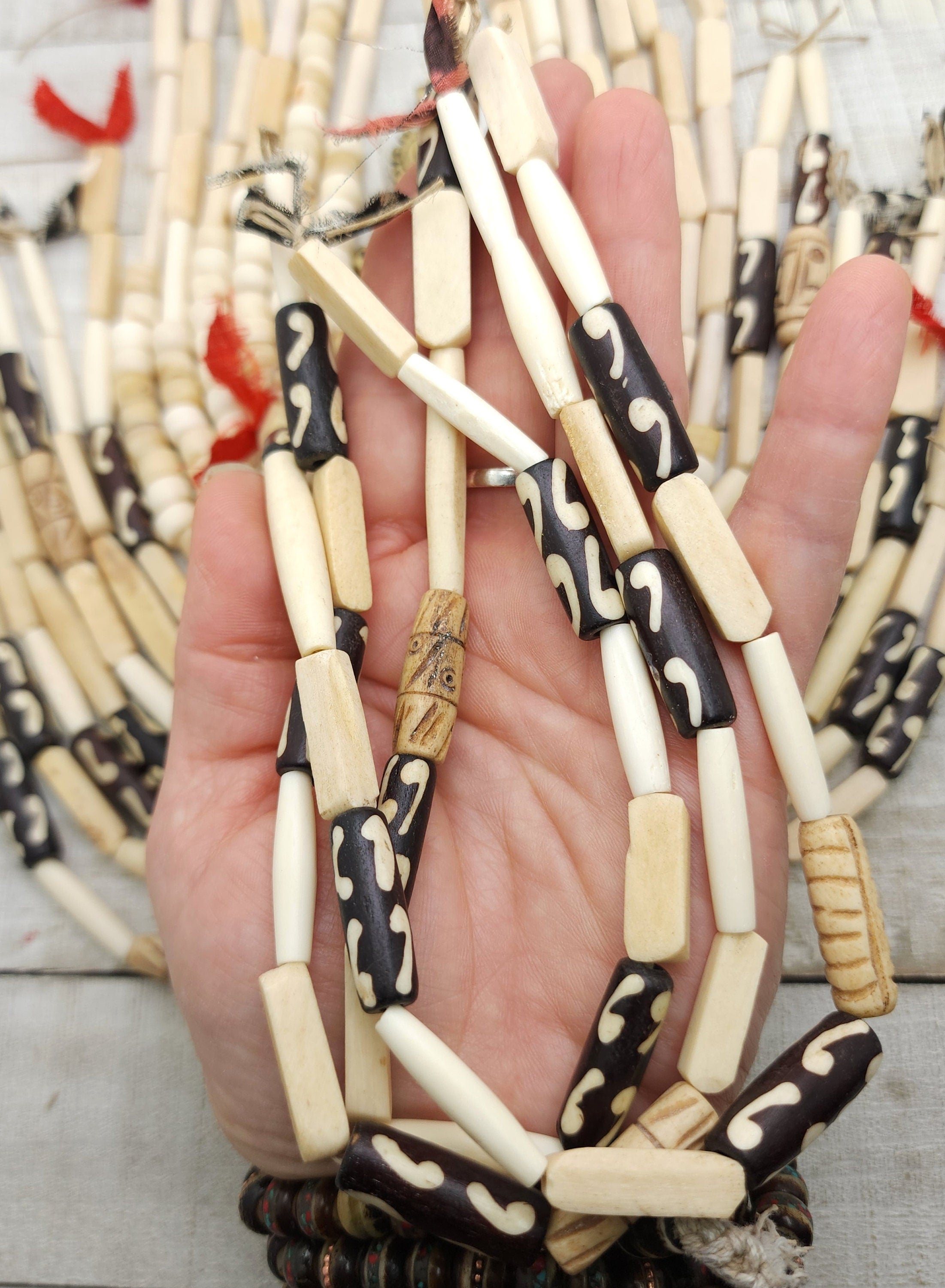 Variety Of Genuine Bone Beads Without Animal Suffering, Option To Choose, Jewelry Supplies, Hand Carbed Bone Beads, Tribal, Ethnic, Organic.