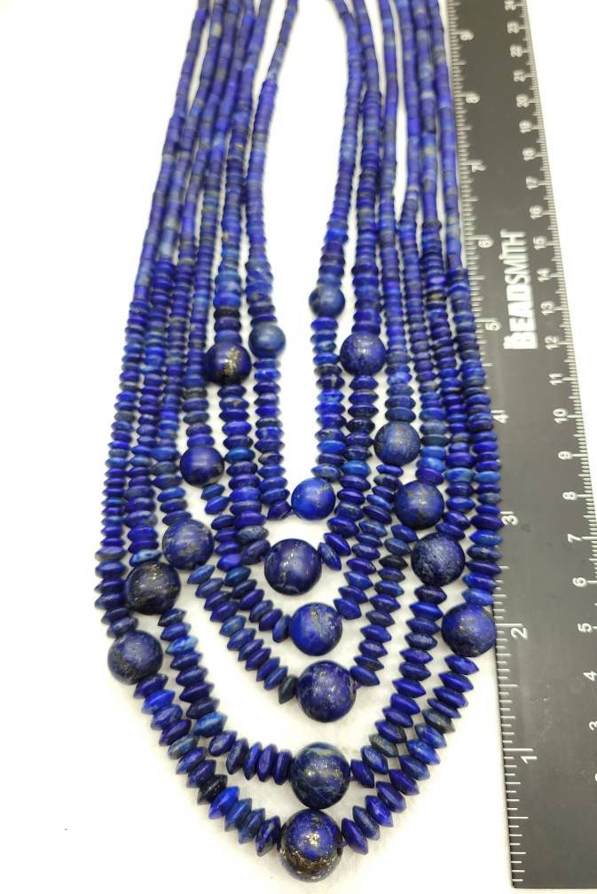 Hermoso collar genuino de lapisLazuli / lapisLazuli de Afganistán / amplia variedad de formas de cuentas / suministros de joyería.
