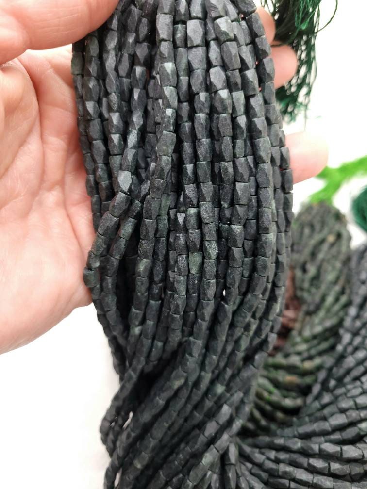 Jade Afghani 4-5mm / Genuine Faceted Natural Stone Heishi Beads From Afghanistan Full Strand15 "Inch / Jewelry Supplies.