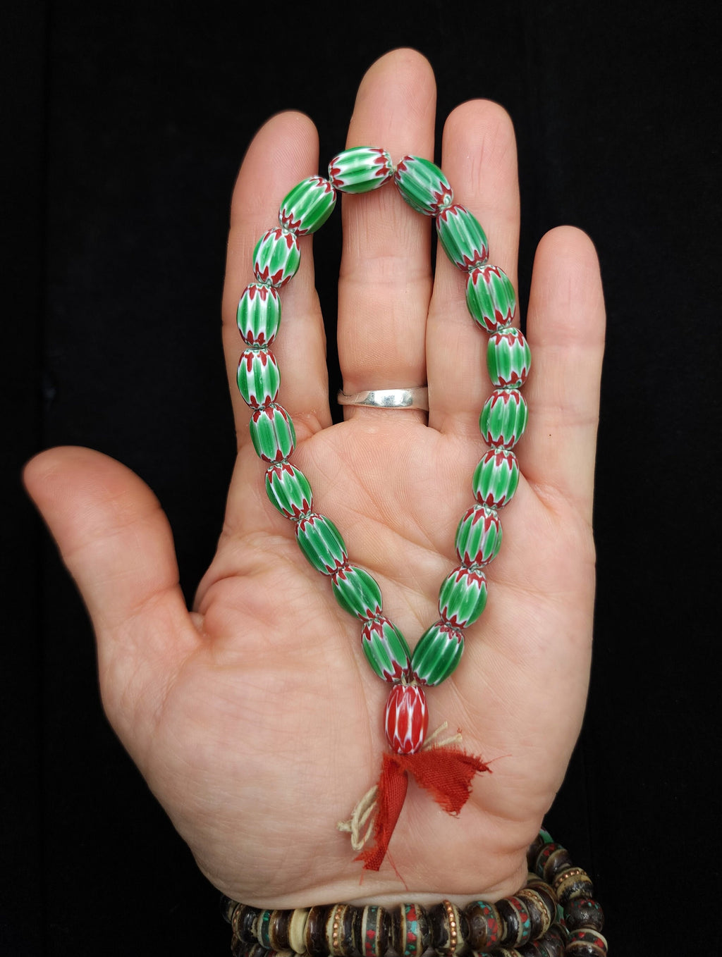 Chevron Beads 6 Layers Option to Choose Green or Red / Strand 8"Inches Green 8x11mm Red 9x11-12mm / Jewelry Making Supplies