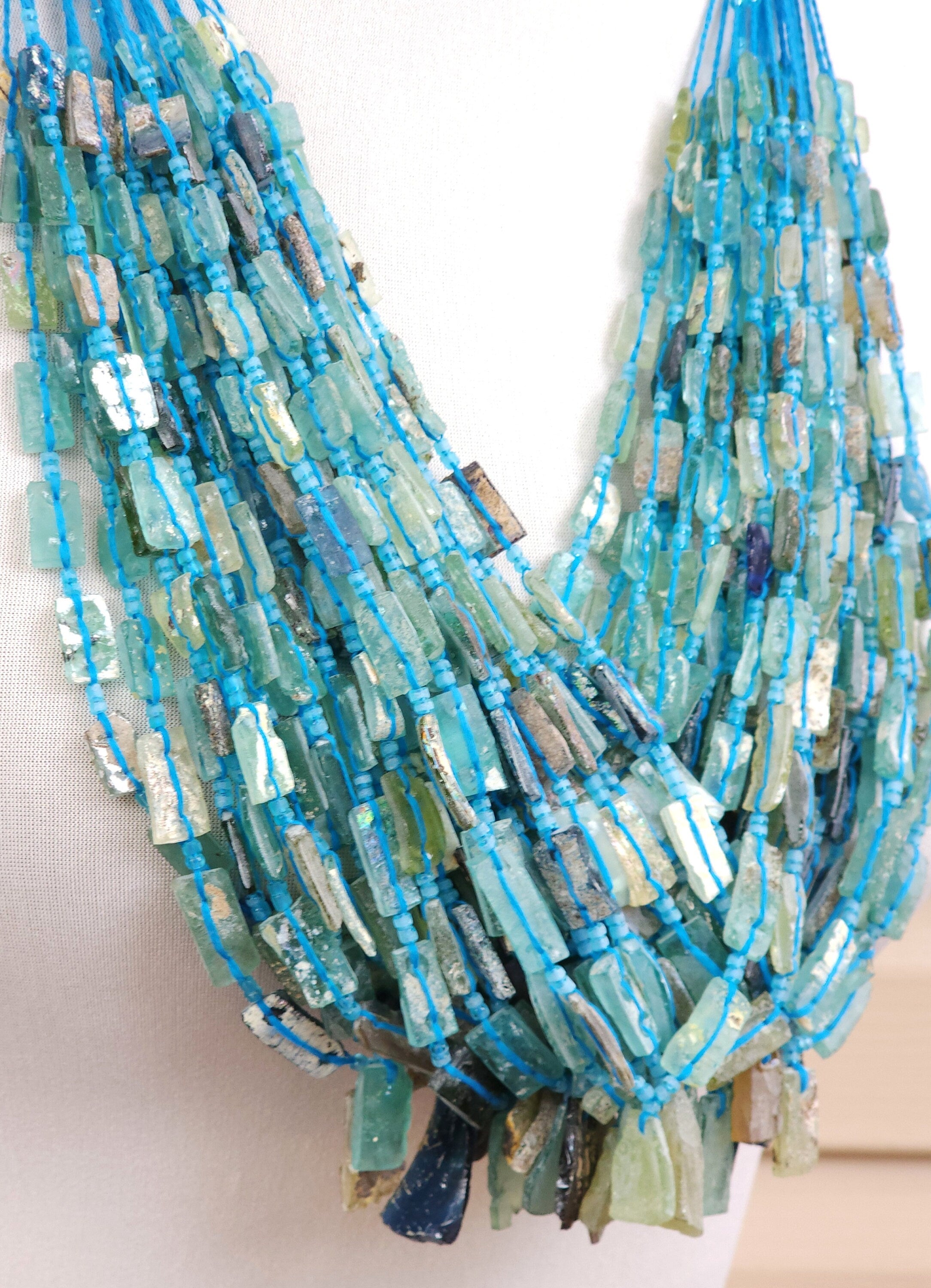 Strand 15" Roman Glass Beads From Ancient Rome Lots Of Patina The Glass Speaks For Itself Of Its Age Over 2,000 Years Old, Jewelry Supplies