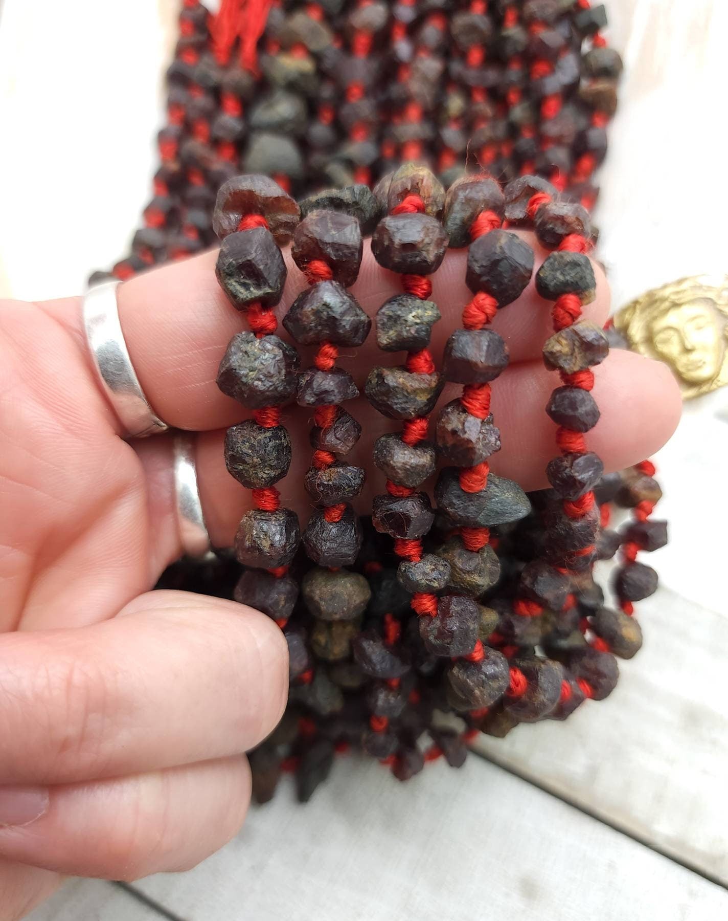 Old  Natural Garnet Beads From Afghanistan, Ancient Found Stone Beads, Strand 15-16" Inches 40-45 Beads 6-8mm, Jewelry Supplies.