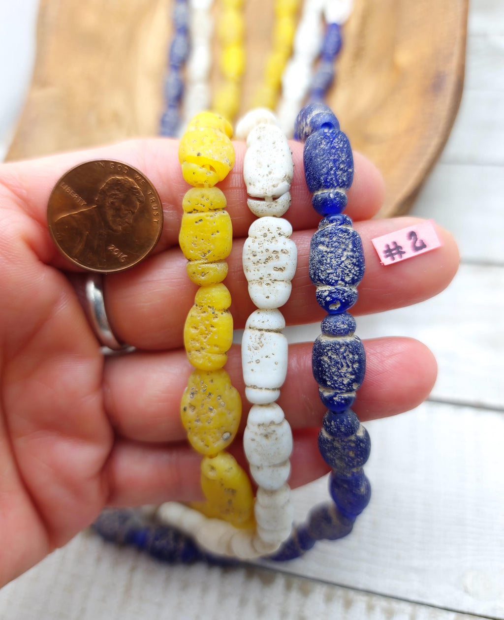 Lot of 3 Full Strand 22" 15-17mm, Glass Beads with Rustic Accent, Old, Indonesian Beads, Lampwork Beads, Jewelry Making Supplies.