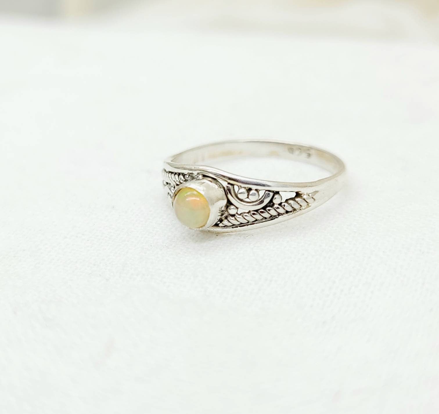 Midi Rings / Authentic 925 Silver Ring/ Natural Ethiopian Opal Ring.
