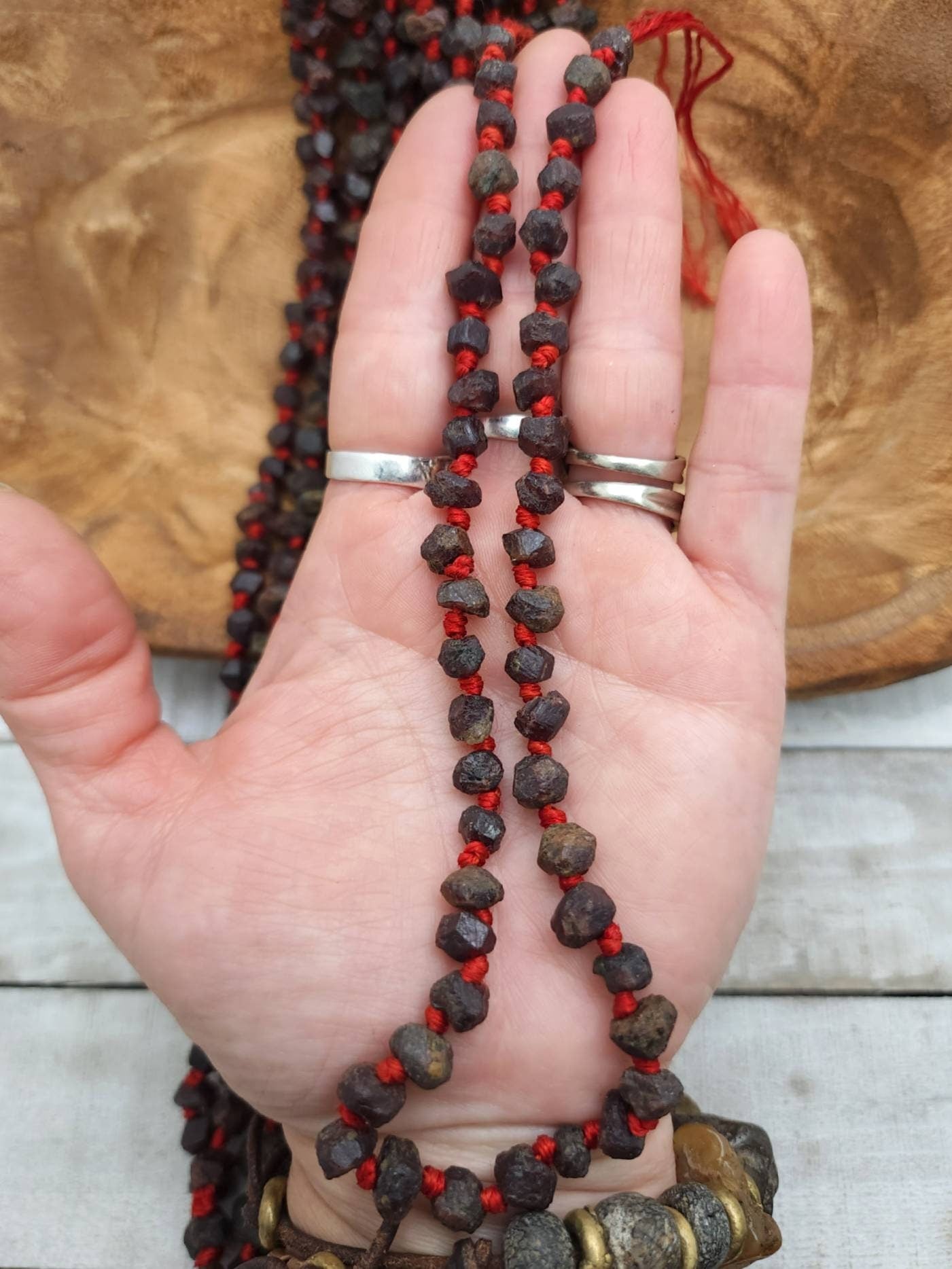 Old  Natural Garnet Beads From Afghanistan, Ancient Found Stone Beads, Strand 15-16" Inches 40-45 Beads 6-8mm, Jewelry Supplies.