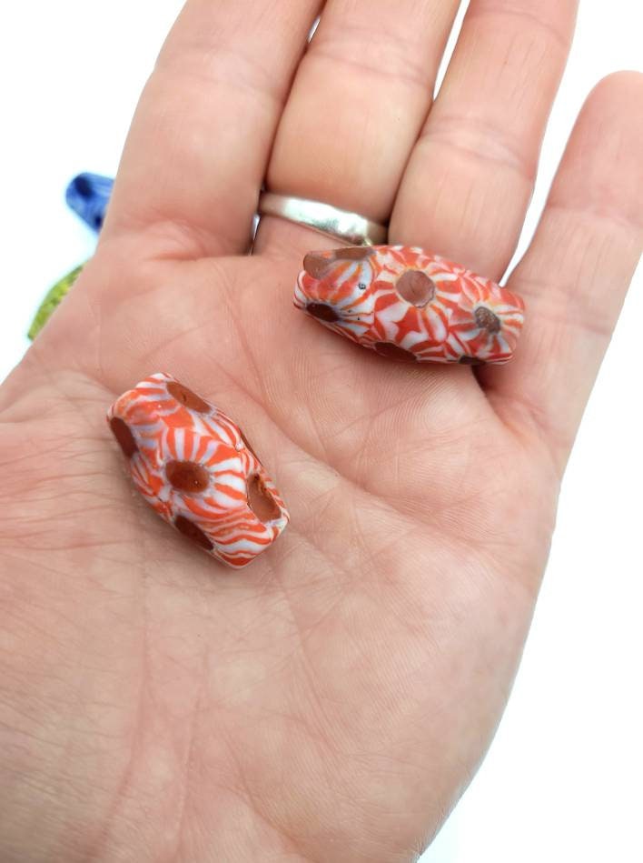 Beautiful And Ancient Indonesian Beads Millefiore From East Java /Jewelry Supplies / Old Stock Hard To Find.