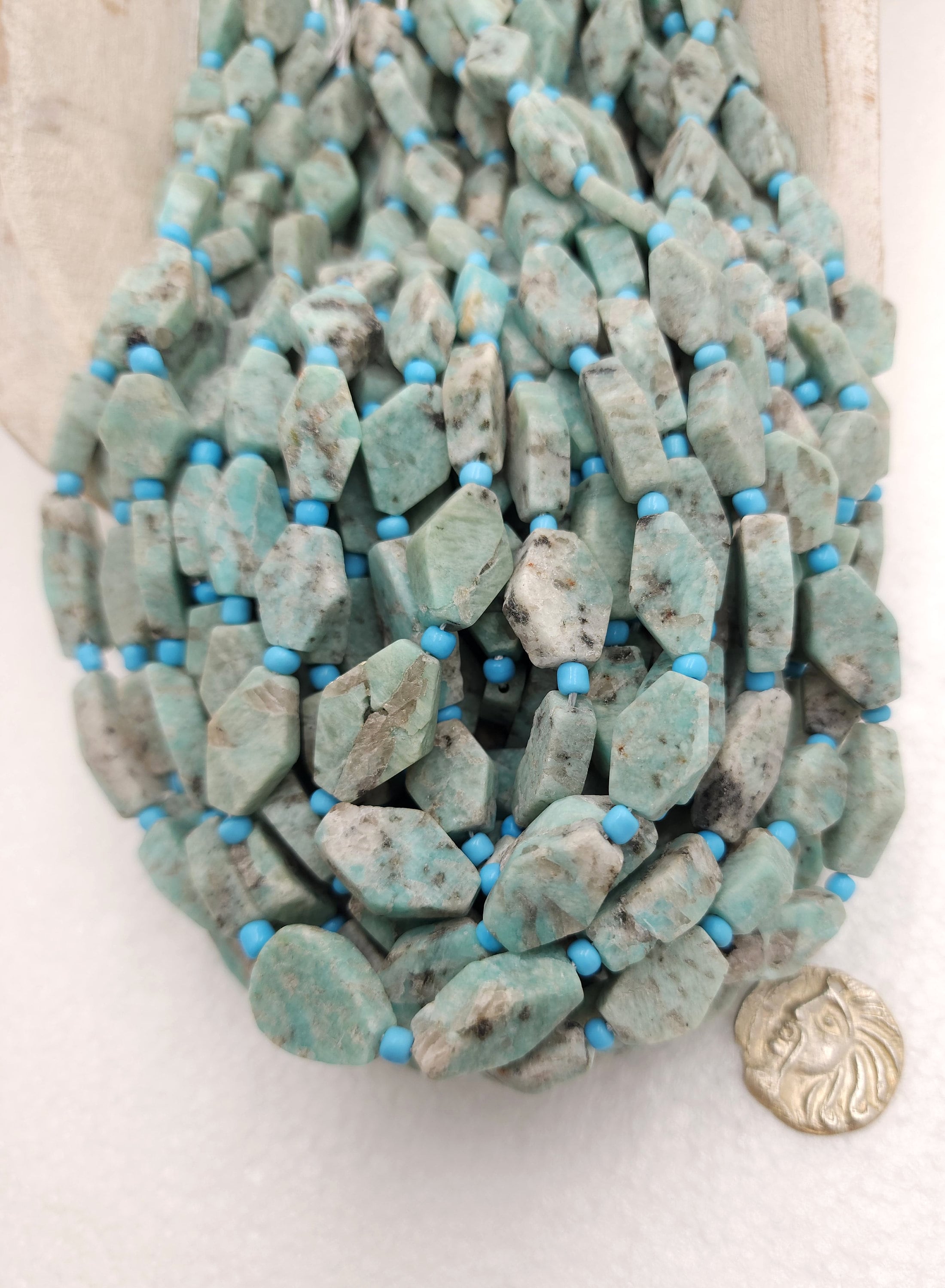 Vintage Amazonite Afghani Beads, Beads Excavated From Afghanistan, Genuine Amazonite Rough Cut, Jewelry Making Beads, Strand 17-18" 14-23mm