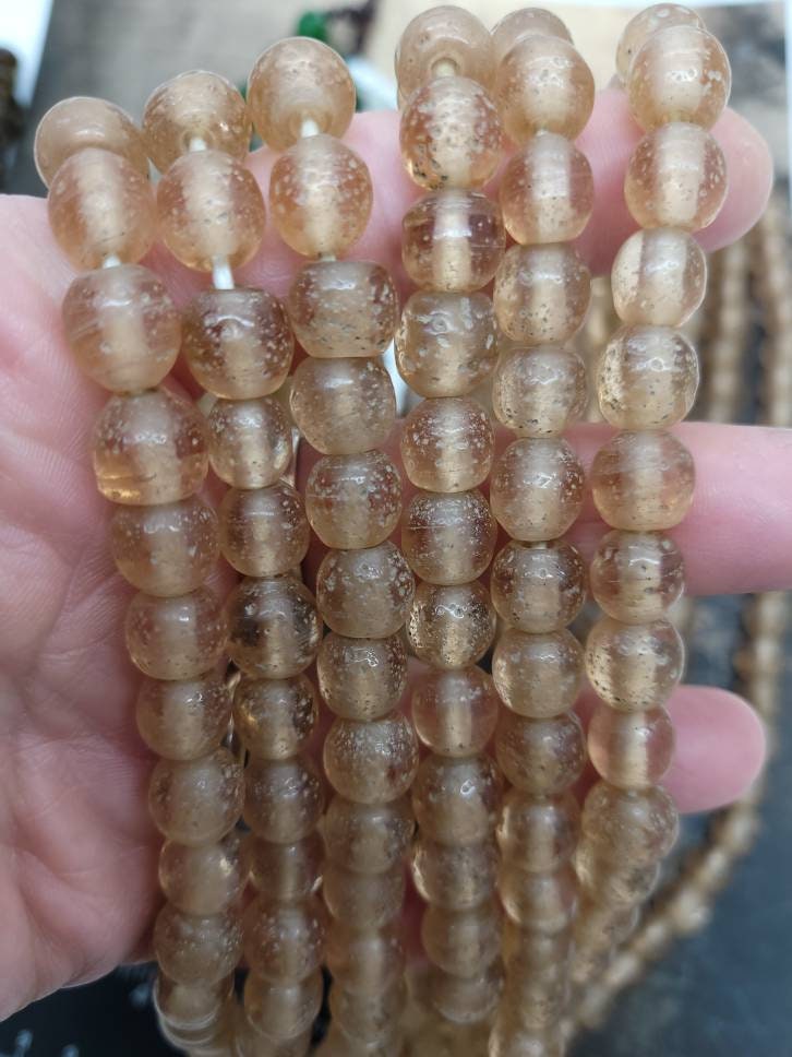 Indonesian Glass Beads / Rustic Shape / 15 "Inch Strand / 8mm- 10mm/Jewelry Supplies/ Variety of Colors/44-46 Beads.