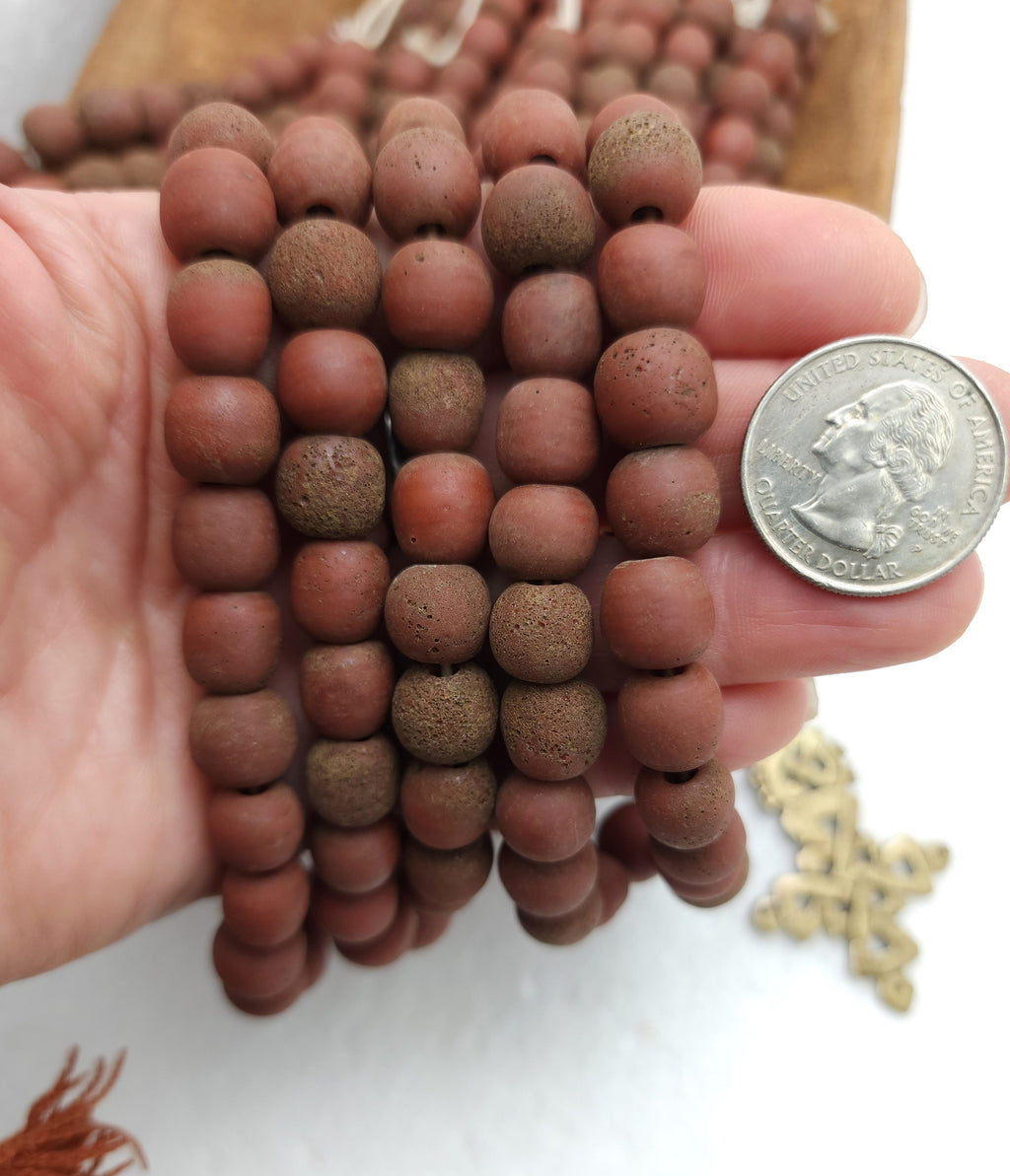 Rustic Rough Porous Glass Beads 10-11 × 9-11mm Hole 4-6mm, Choose Full Strand 17"+ Inches or Half Strand, Jewelry Making Supplies.