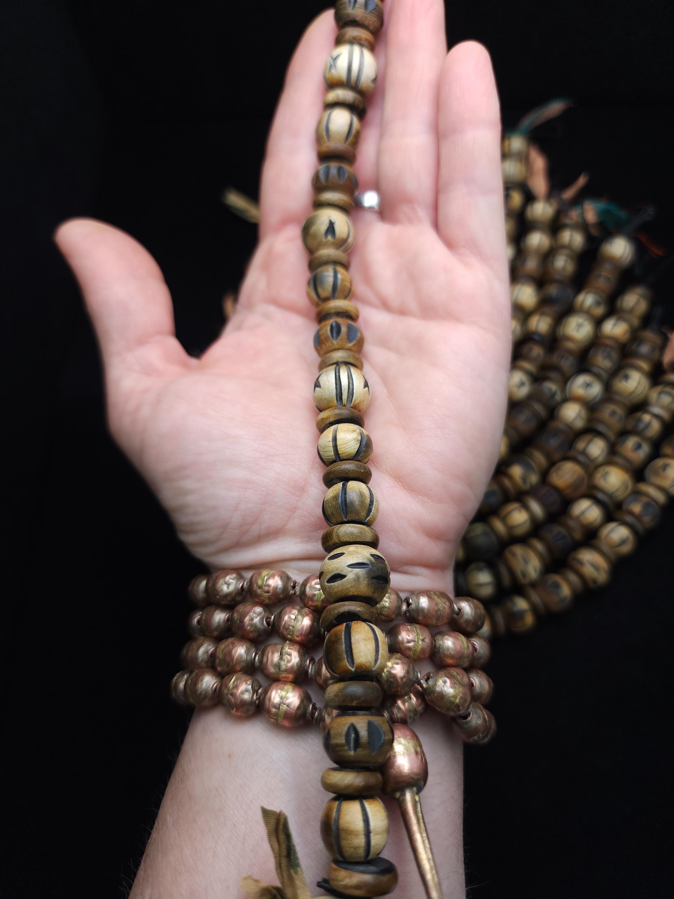 Variety of Water Buffalo Horn Bone Beads, Strand 9" 10-14mm [30-32], Tribal, Etnic Tribal, Native, Jewelry Making Supplies, Craft.