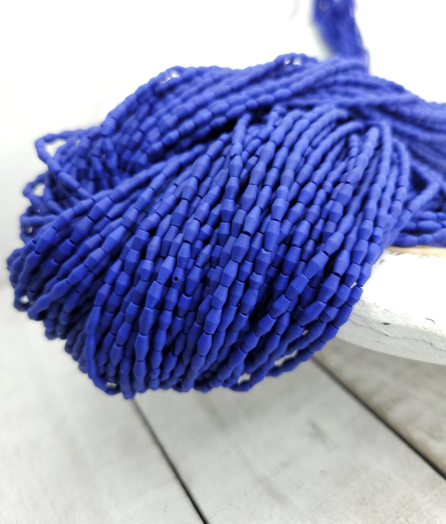Blue Bicone Howlite Beads From Afghanistan 4-5mm x 2mm Strand 13" / Jewelry Making Supplies.