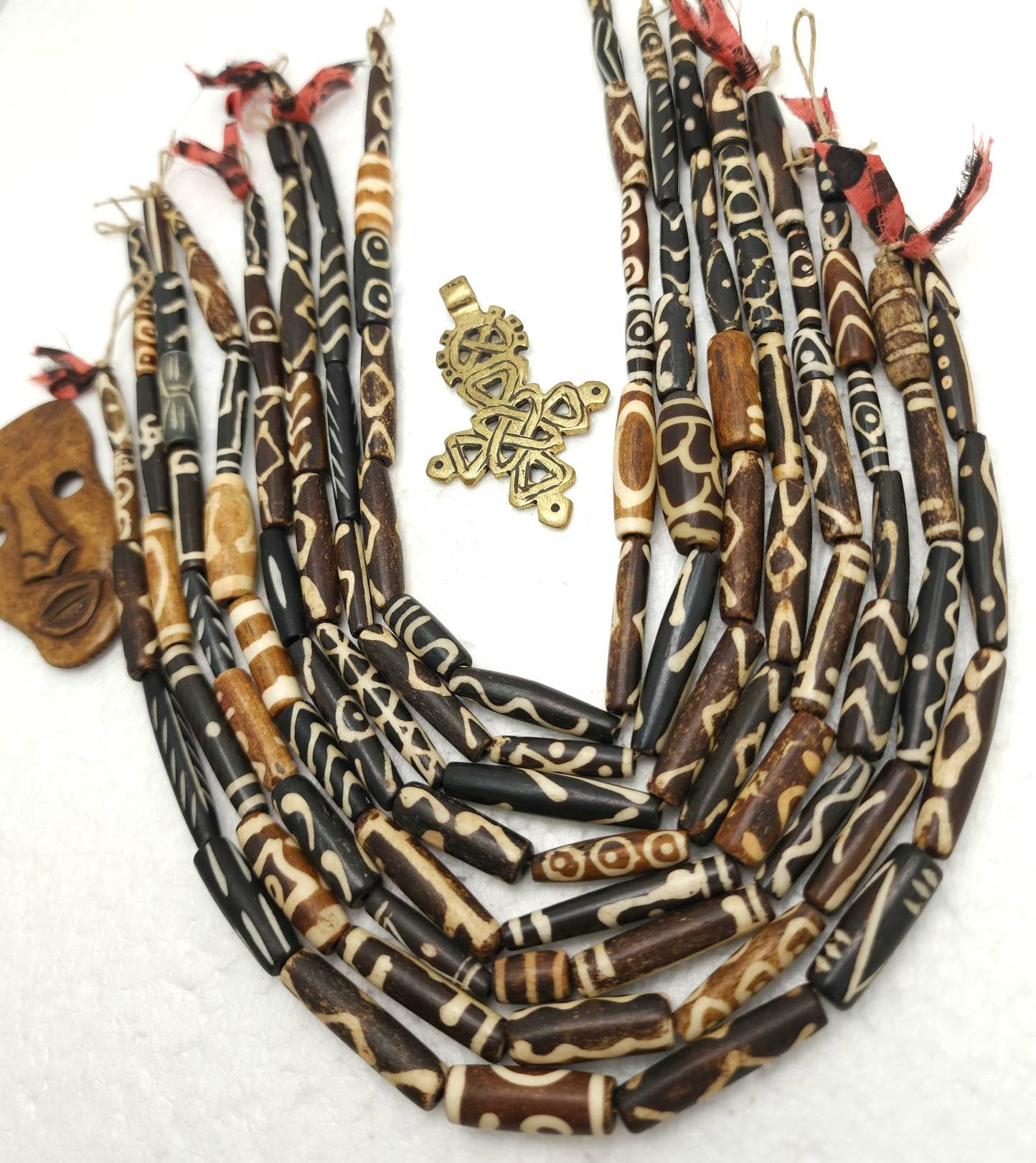 Beautiful Wide Variety Tube Bone Beads 16-36mm Strand 15" Inches Long / Hand Carved Beads / Bone Beads Pendants / Jewelry Supplies