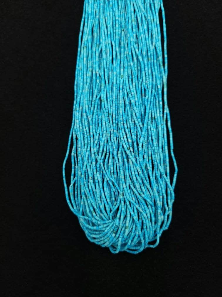 Heishi Turquoise 100% Natural Genuine Tube Shaped Option To Choose Strand 15 "2-3mm or 1mm / Small Beads / Afghani Beads / Jewelry Supplies