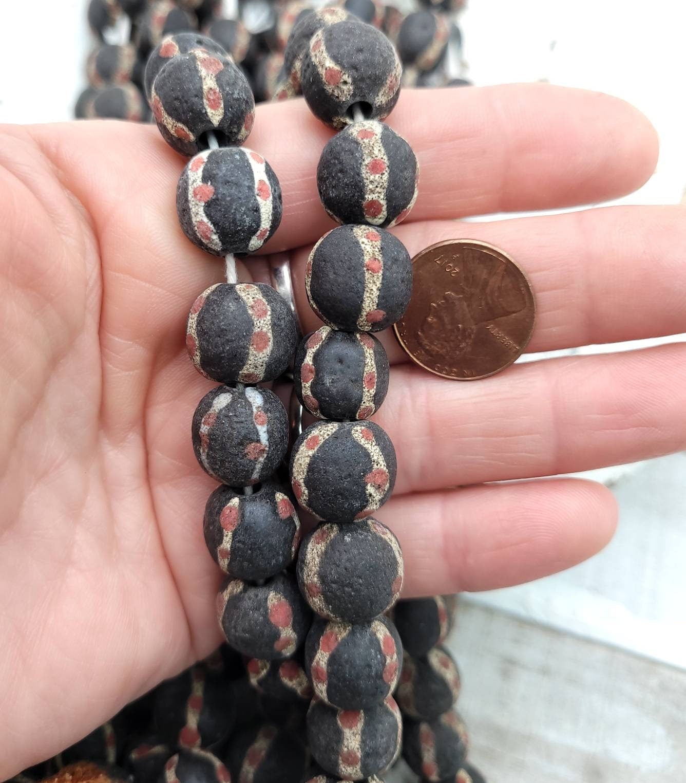 Handmade Rustic Accent Beads From Thailand 12-13mmx12-13mm  Strand With 12 beads  / Jewelry Supplies /Java / Indonesia / Boho / Ethnic .