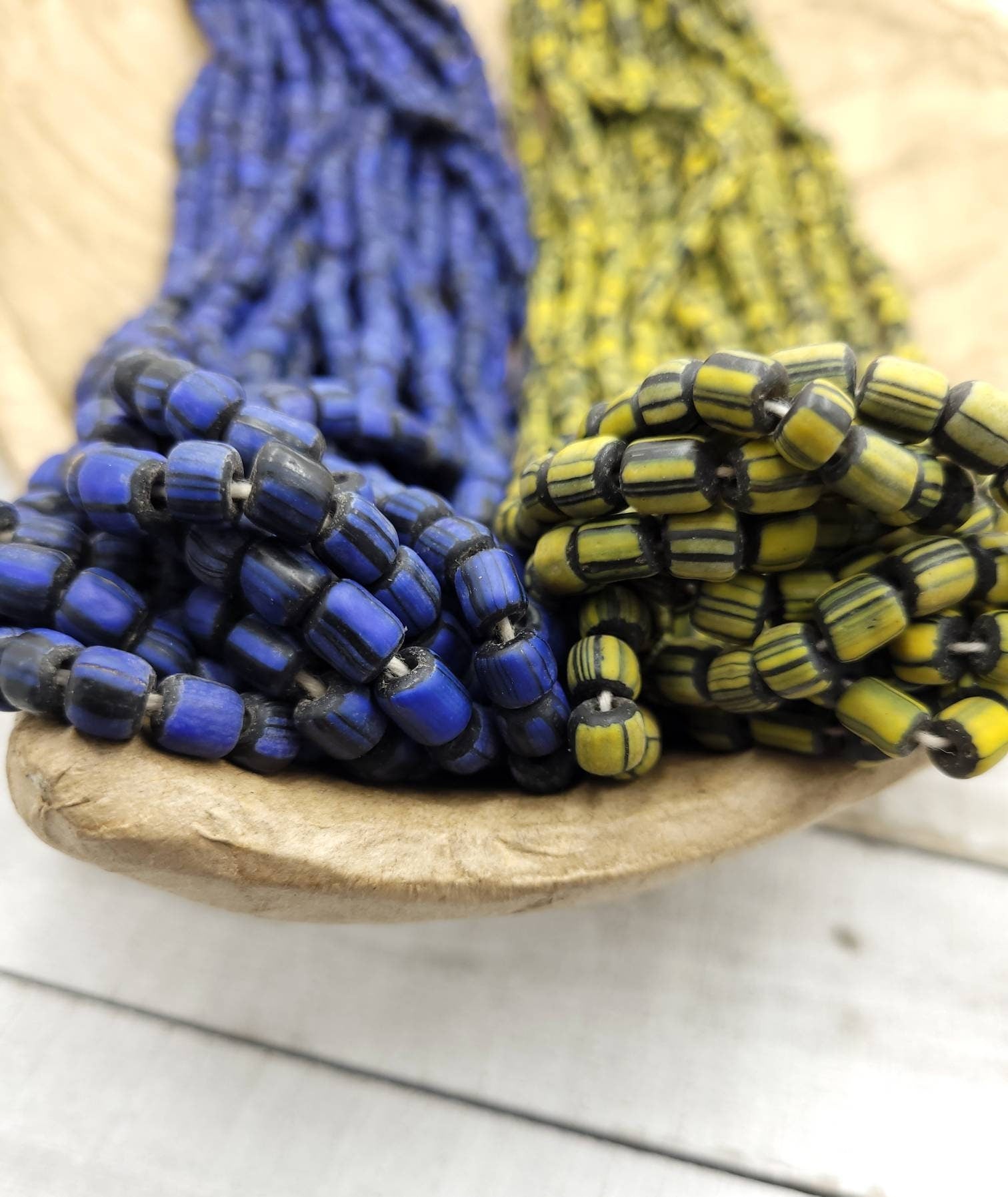 Glass Beads Handmade From Thailand 5-8mm x 5-6mm/Option to Choose Half Strand 10-11" or 22"/Jewelry Supplies/Indonesian Java Beads/Lampwork.