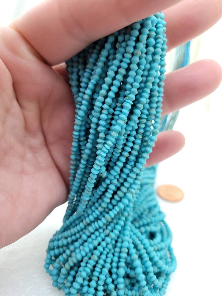 Afghani Heishi Beads Turquoise Saucer Shape  2-3 mm 11"Strand Approximately 140 Beads / Howlite /Jewelry Supplies.