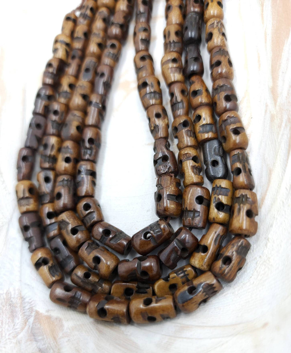 Skull Bone Beads / Tibetan Bone Skull Beads / Hand Carved Skull Beads / Kali Skull Beads / Strand 10" / Jewelry Supplies