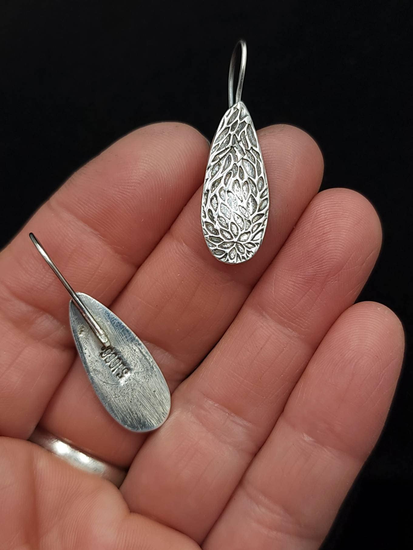 Fine Silver Dangle Earrings / PMC /Gift for Mom / Girlfriend / Wife / Handmade jewelry