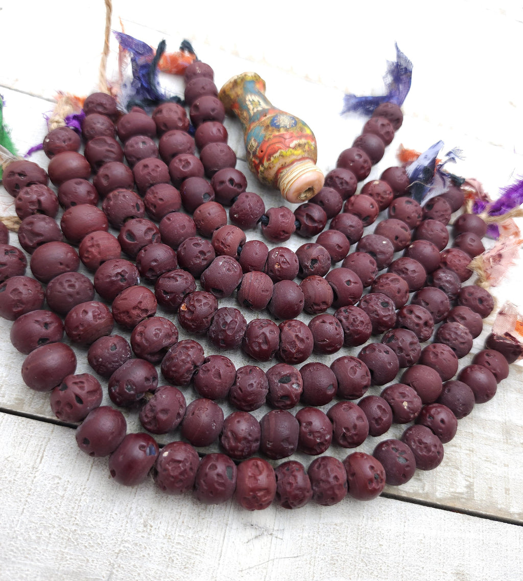 Himalayan Glass Beads / Rustic Beads Antique Accent 15 Beads or 20 Beads Choose Option / Jewelry Supplies / Ethnic / Tribal
