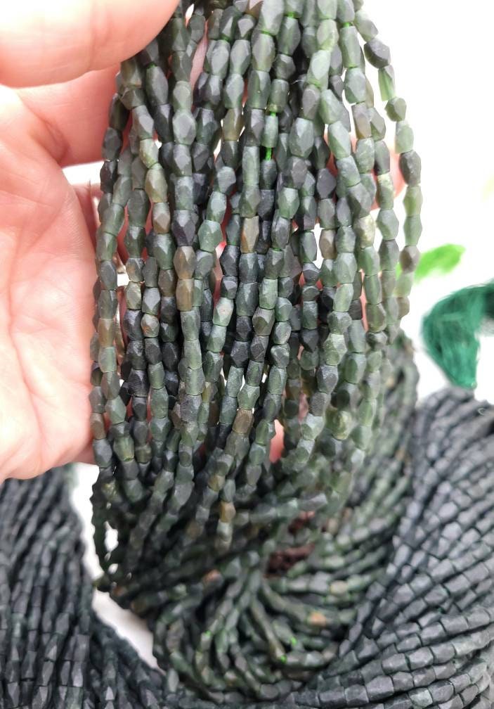 Jade Afghani 4-5mm / Genuine Faceted Natural Stone Heishi Beads From Afghanistan Full Strand15 "Inch / Jewelry Supplies.
