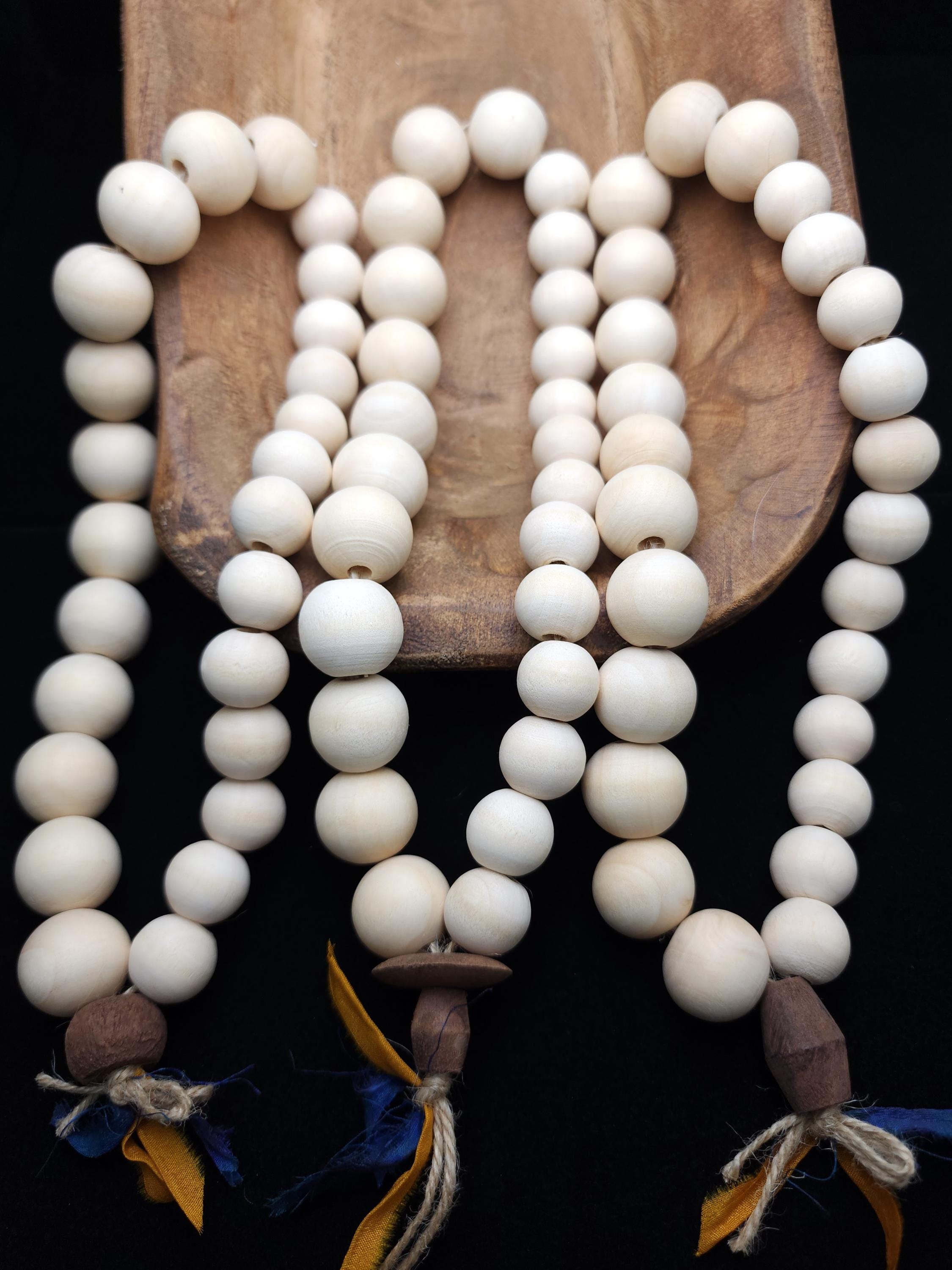 Unfinished Natural Wood Round Beads, Long Hebra 16" 15-18mm, Macrame Beads, DIY Beads, Aromatic Beads, Craft.