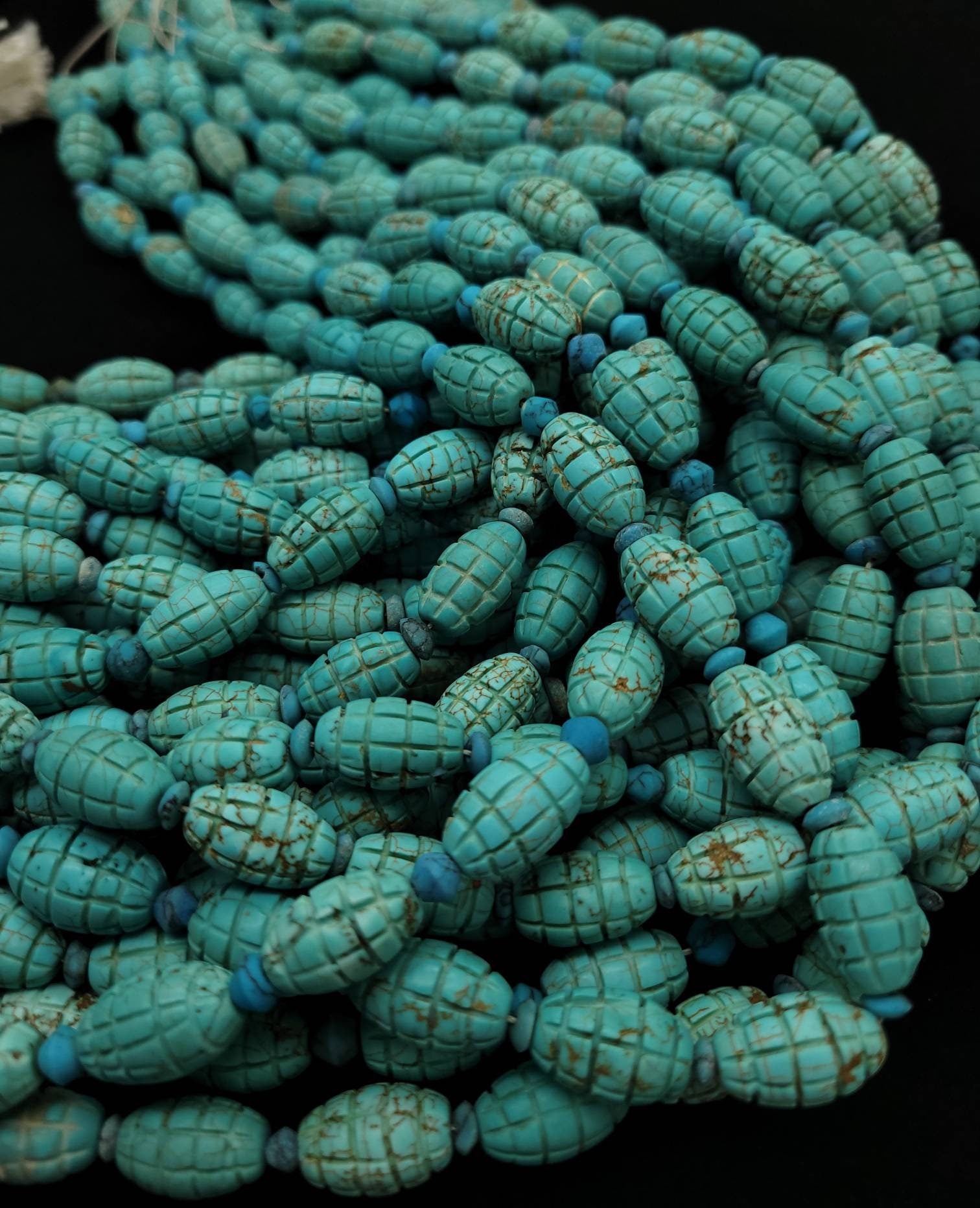 Beads 20-24 Authentic hand carved turquoise, By Artisan Hands Of Afghanistan 15-16mm Long x 10-11mm Thick Hole 1-2mm/Hand-carved Turquoise.