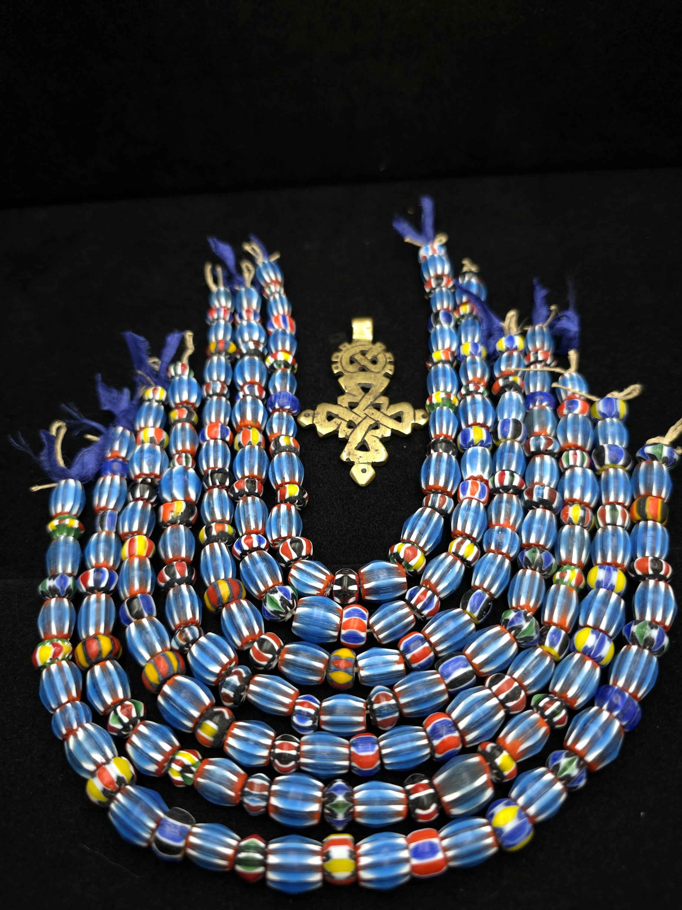 Chevron Glass Beads Multi-layer, Large Bead Mix Sizes & Colors 6-12 mm height x 8-11 mm [30-32 Beads] Per Strand /  Jewelry Making Supplies.