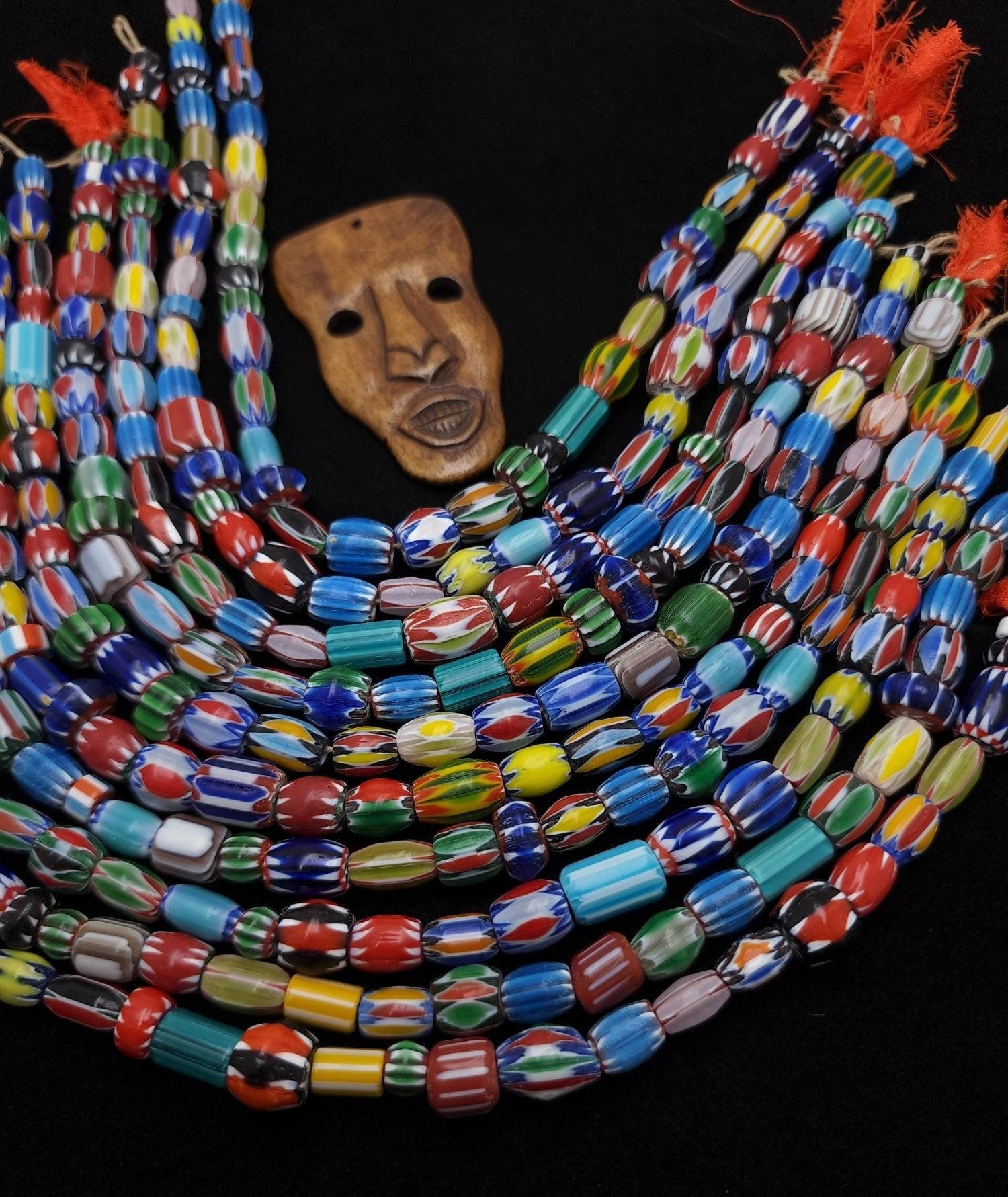 Chevron Multi-Layer Beads / Mixed Sizes & Colors 6-14mm 30 Beads Per Strand / Jewelry Supplies.