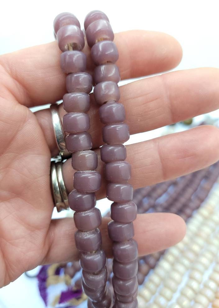 Beautiful High Quality 6x9mm Pony Beads Choose Champagne Beige-Pale Pink-Purple Opal 8" Strand, Jewelry Supplies, Tribal, Navajo, Etnico.