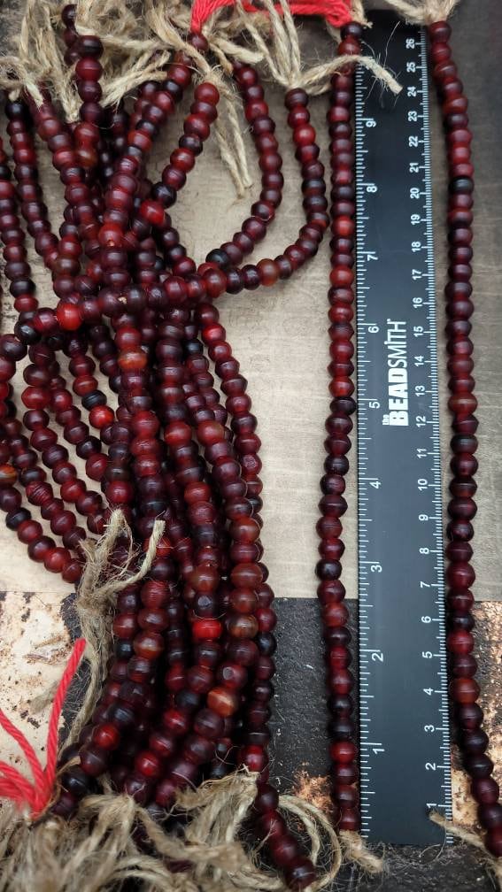 Round Horn Beads Red Horn / Horn Spacer Bead /Strands 10" / Tribal / Ethnic / Vintage Horn Beads / Jewelry Supplies.