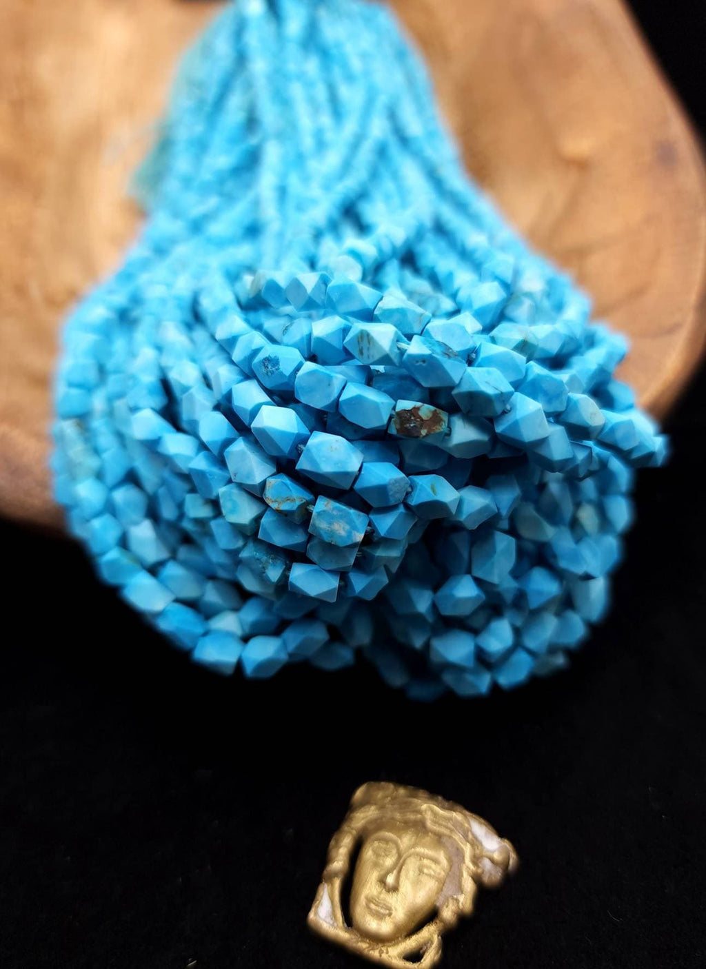 Genuine Turquoise Faceted Strand 14-15" Inches 64-68 Turquoises Beads 4-8mm / Jewelry Supplies / Wholesale, Beads From Afghanistan.