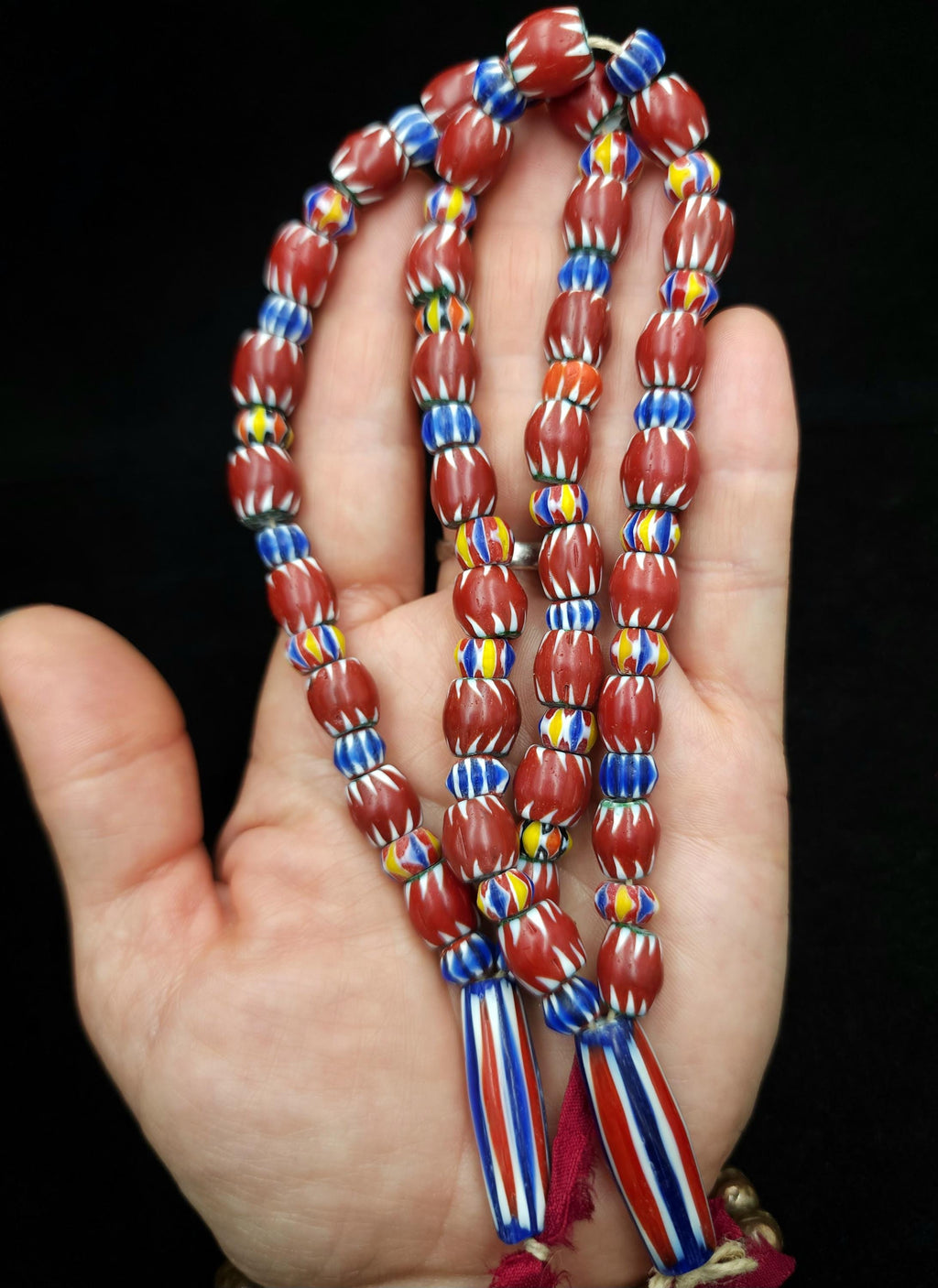 Red Chevron Multilayer Beads 5-10 × 8-10mm Strand 12" 33-35 Beads / Jewelry Making Supplies / Craft.