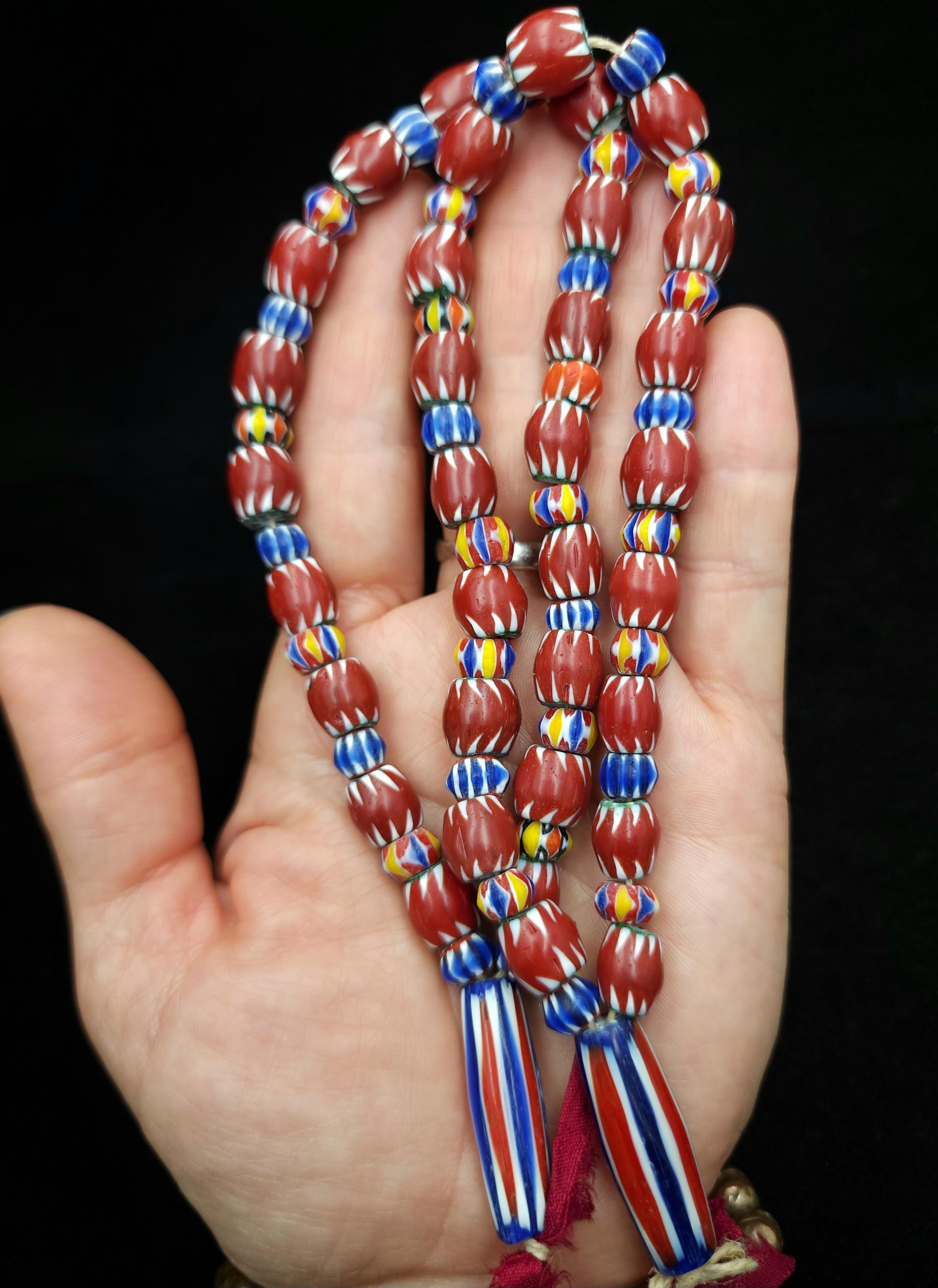 Red Chevron Multilayer Beads 5-10 × 8-10mm Strand 12" 33-35 Beads / Jewelry Making Supplies / Craft.