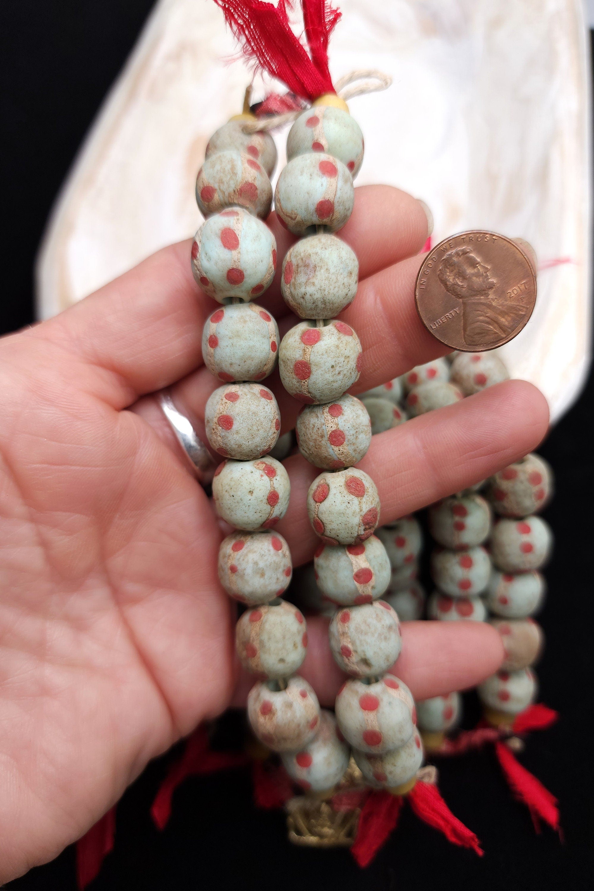 Pistachio Green Glass Beads with Old Rustic Accent  12-13mmx12-13mm 10 Beads Per Strand / Jewelry Supplies / Java / Indonesia / Ethnic